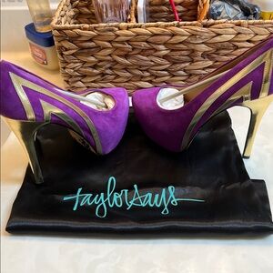Purple and Gold High Heels by Taylor Says